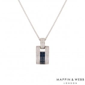 Mappin & Webb White Gold Diamond and Sapphire Pendant